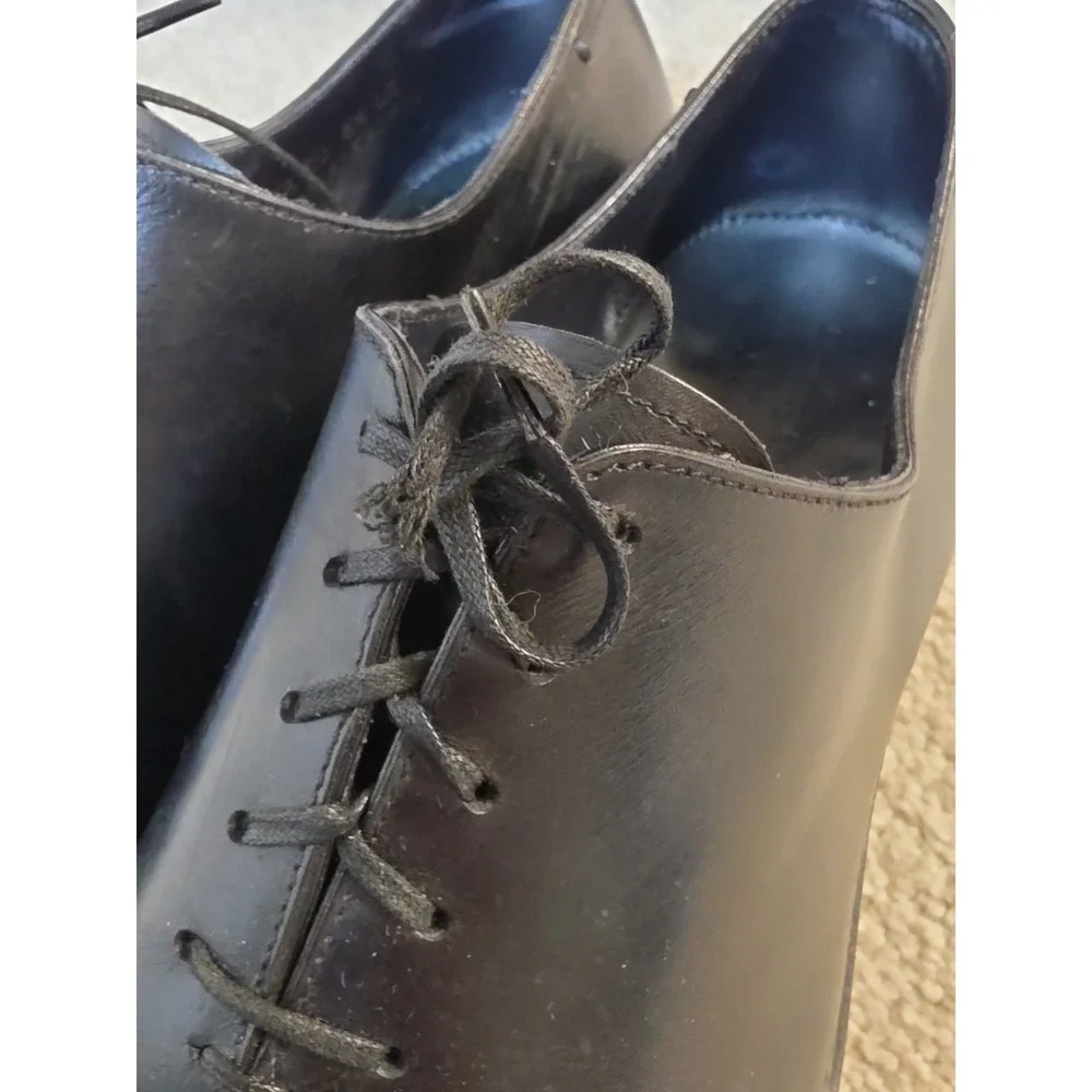 Ermenegildo Zegna Black Leather Oxford Dress Shoes Cap Toe 8.5 US‎ 7.5 EU Italy